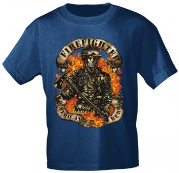 T-Shirt mit Print - Firefighter American Hero - 10587 blau - Gr. L