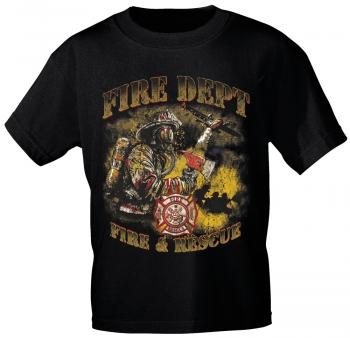 T-Shirt mit Print - Feuerwehr - 10588 - versch. Farben zur Wahl - Gr. S-2XL schwarz / XXL