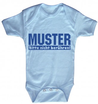 Babystrampler mit Print – Muster bitte nicht berühren – 08327 Blau - 0-6 Monate