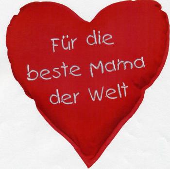 Herzkissen - Für die beste Mama der Welt - Deko-Kissen ca. 36 cm Herz - 11404 - Herzkissen