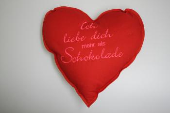 Herzkissen Kissen 36 cm Herz Muttertag ICH LIEBE DICH MEHR ALS SCHOKOLADE - 11410 - Dekokissen
