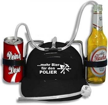 Trinkhelm Spaßhelm mit Printmotiv - mehr Bier für den POLIER - 11859 schwarz