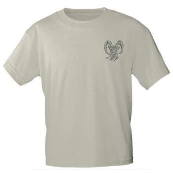 T-Shirt mit Print Steinbock Kopf gebogene Hörner - 11912 sandfarben Gr. XXL