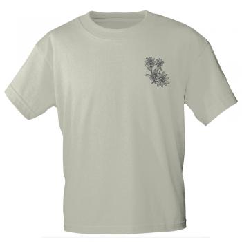 T-Shirt mit Print 3 Edelweißblüten Blumen - 11914 sandfarben Gr. L