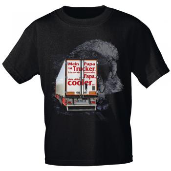 Kinder T-Shirt mit Print - Mein Papa ist Trucker...cooler - 12262 anthrazitgrau Gr. 134/146