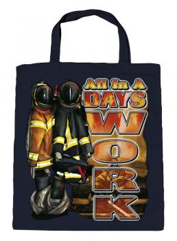 Baumwolltasche mit Print - Feuerwehr all in a days work - 12381 dunkelblau