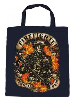 Baumwolltasche mit Print - Feuerwehr - American Hero - 12385 dunkelblau