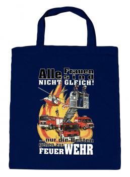 Baumwolltasche mit Print - Feuerwehr- Frau - T12388 Gr. ca. 38 x 42 cm
