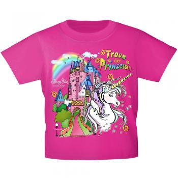 Kinder T-Shirt mit Print - Einhorn Schloß Zauber - 12430 versch. Farben Gr. 110-164 Pink / 134/146