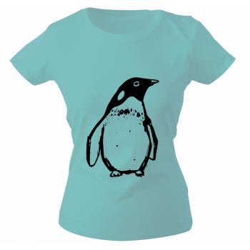 Girly-Shirt mit Print - Pinguin - versch. farben zur Wahl - 12479 - hellblau / XL
