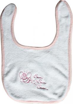 Babylätzchen mit Einstickung - Bienchen - 12725  - weiß-rosa