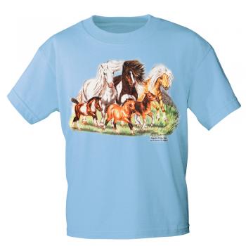 Kinder T-Shirt mit Pferdemotiv - Catch me - 12775 - ©Kollektion Bötzel - Gr. hellblau / 110/116