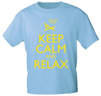 T-Shirt mit Print - Keep calm and Relax - 12906 - versch. Farben zur Wahl - hellblau / L