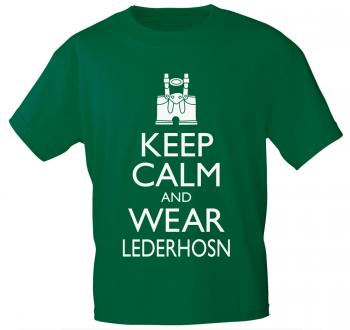 T-Shirt mit Print - Keep calm and wear Lederhosen - 12907 - versch. Farben zur Wahl - braun / S