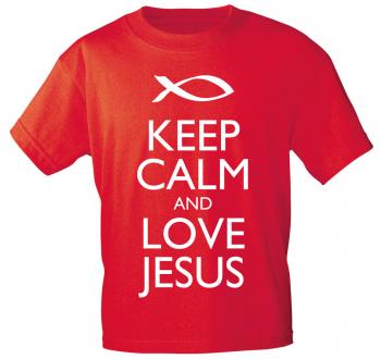 T-Shirt mit Print - Keep calm and love Jesus - 12910 - versch. Farben zur Wahl - Gr. S-2XL rot / M