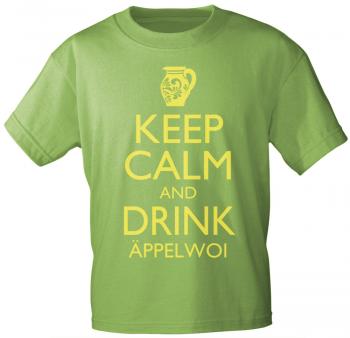 T-Shirt mit Print - Keep calm and drink Äppelwoi - 12912 - versch. Farben zur Wahl - Gr. S-2XL grün / XL