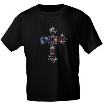 T-Shirt mit Strassmotiv - American Flag Kreuz - 12974 Gr. XL