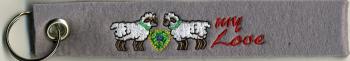 Filz-Schlüsselanhänger mit Stick Sheep my Love Gr. ca. 17x3cm 14089 hellgrau