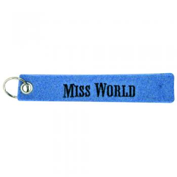 Filz-Schlüsselanhänger mit Stick Miss World Gr. ca. 17x3cm 14208 blau