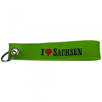 Filz-Schlüsselanhänger mit Stick I love Sachsen Gr. ca. 17x3cm 14230 grün
