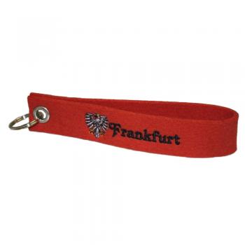 Filz-Schlüsselanhänger mit Stick Frankfurt Gr. ca. 17x3cm 14239 rot