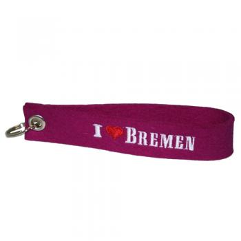 Filz-Schlüsselanhänger mit Stick I love Bremen Gr. ca. 17x3cm 14308 pink
