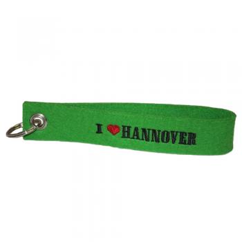 Filz-Schlüsselanhänger mit Stick I love Hannover Gr. ca. 17x3cm 14317 grün
