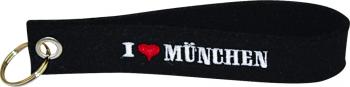 Filz-Schlüsselanhänger mit Stick I love München Gr. ca. 19x3cm 14325 schwarz