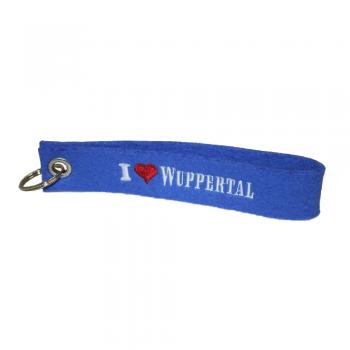 Filz-Schlüsselanhänger mit Stick I love Wuppertal Gr. ca. 17x3cm 14333 royalblau