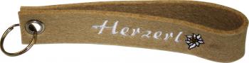 Filz-Schlüsselanhänger mit Stick Herzerl Gr. ca. 19x3cm 14336 braun