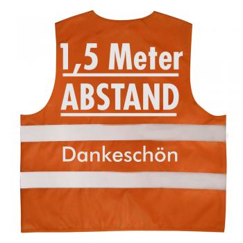 Warnweste mit Print - 1,5 Meter Abstand Dankeschön - 15951 Gr. Orange / XL