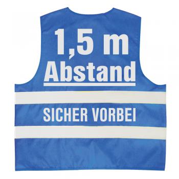 Warnweste mit Print - 1,5 Meter Abstand Sicher Vorbei - 15952 Gr. blau / L