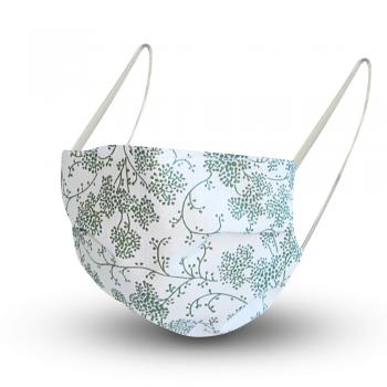 Baumwollmaske mit zertifiziertem Innenvlies - Sträucher Weiß-Grau - 15546 + Gratiszugabe