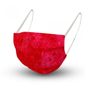 Design Maske aus Baumwolle mit zertifiziertem Innenvlies - Rot Floral Druck - 15574 + Gratiszugabe