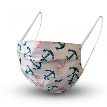 Design Maske aus Baumwolle mit zertifiziertem Innenvlies - ANKER Maritim - 15586 + Gratiszugabe