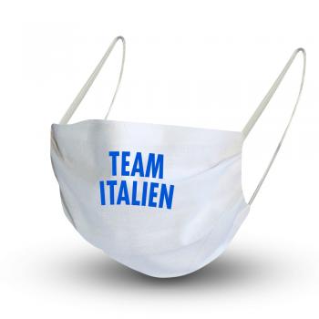 Baumwollmaske in WEISS mit zertifiziertem Innenvlies - TEAM ITALIEN - 15698 + Gratiszugabe