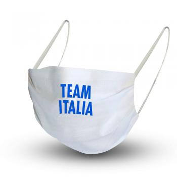 Baumwollmaske in WEISS mit zertifiziertem Innenvlies - TEAM ITALIA - 15699 + Gratiszugabe