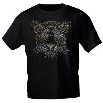 T-Shirt mit Steinen Strasssteinen Glitzer | Tiger Katze Raubtier | 15721 | Gr. XXL