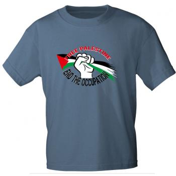 T-Shirt mit Print - Free Palestine End the Occupation - 15772 denimblau Gr. S-2XL