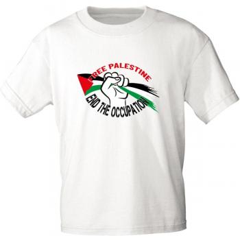 T-Shirt mit Print - Free Palestine End the Occupation - 15777 weiß Gr. S-2XL
