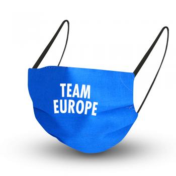 Design Maske in BLAU aus Baumwolle mit zertifiziertem Innenvlies - TEAM EUROPE - 15791 + Gratiszugabe