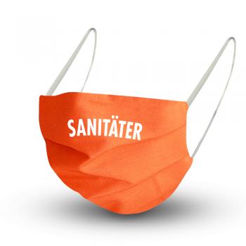 Baumwollmaske in ORANGE mit zertifizierten Innenvlies - SANITÄTER - 15815 + Gratiszugabe