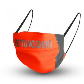 Textil Design Maske in ORANGE mit zertifizierten Innenvlies - RETTUNGSDIENST - 15828-1 + Gratiszugabe