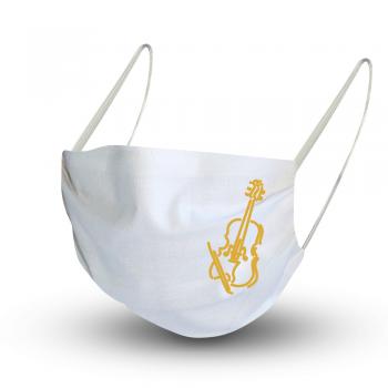 Baumwollmaske in WEISS mit zertifiziertem Innenvlies - Goldene Gitarre - 15943 + Gratiszugabe