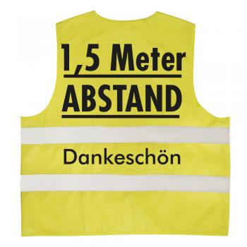 Warnweste mit Print - 1,5 Meter Abstand Dankeschön - 15951 Gr. gelb / XL