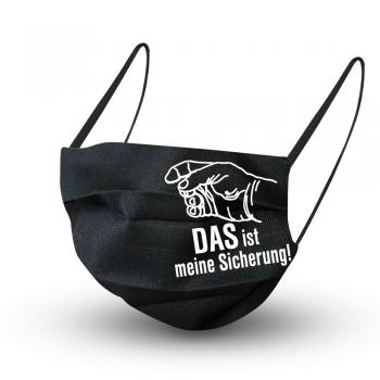 Baumwollmaske in SCHWARZ mit Innenvlies - FAUST Das ist meine Sicherung ! - 15975 + Gratiszugabe