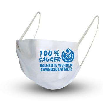 Baumwollmaske in WEISS mit Innenvlies - Halbtote werden zwangsbeatmet - 15986 + Gratiszugabe