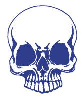 Aufkleber Applikation - Totenkopf Skull Schädel - AP1705 blau / 25cm