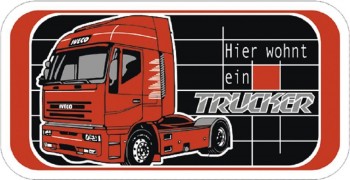 Hinweisschild - Warnschild - Türschild - HIER WOHNT EIN TRUCKER - 302467 -