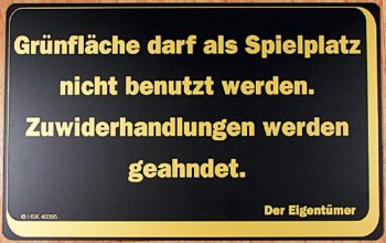 Verbotsschild - Grünfläche darf als Spielplatz nicht ... - Gr. ca. 40 x 25 cm - 308724